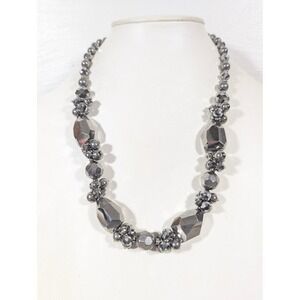 Silver Tone Faceted Glass Bead Necklace 23 Inch‎ Layered Look